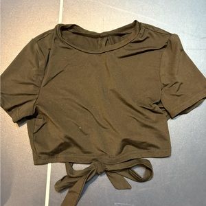 Black Cropped Tie Shirt Small